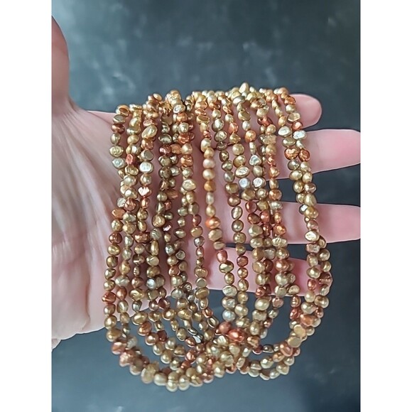 925 Sterling Silver Multistrand & Multicolored Pearl Beaded Necklace Adjustable - Picture 4 of 10